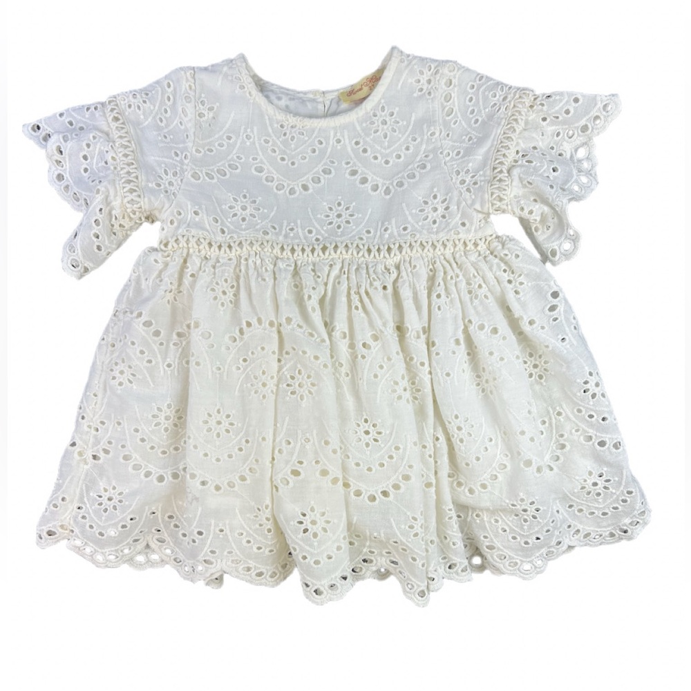 SWEET MAGNOLIA Girls Ivory Embroidered Eyelet Dress - 2T